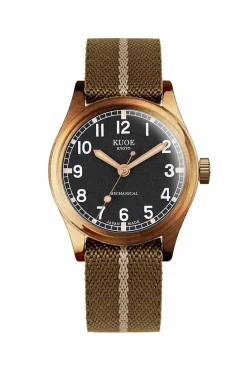 Clearance KUOE Watch OLD SMITH 90-002 - 38mm - Bronze Case Ivory Dial - Khaki Beige