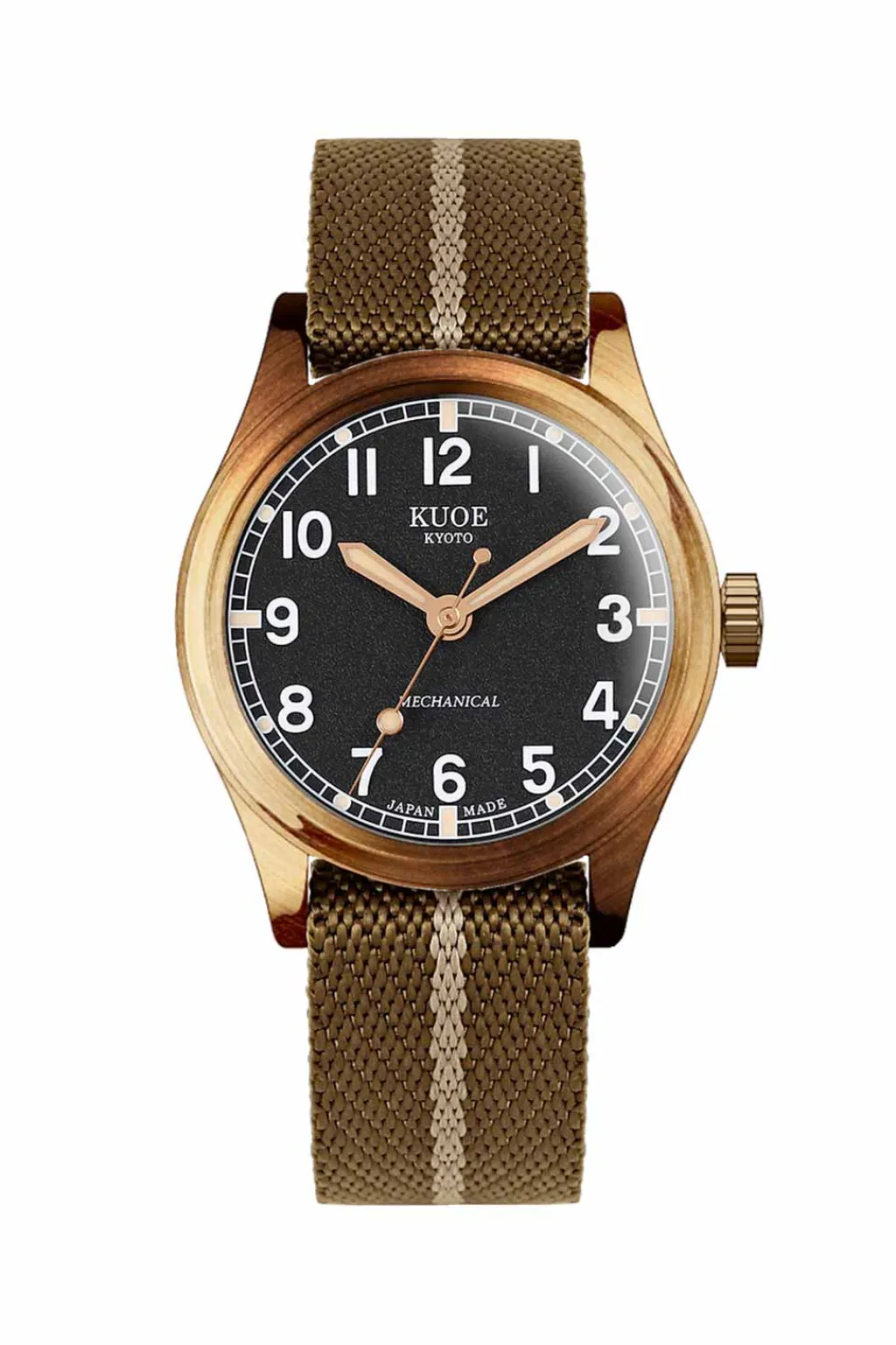 Clearance KUOE Watch OLD SMITH 90-002 - 38mm - Bronze Case Ivory Dial - Khaki Beige