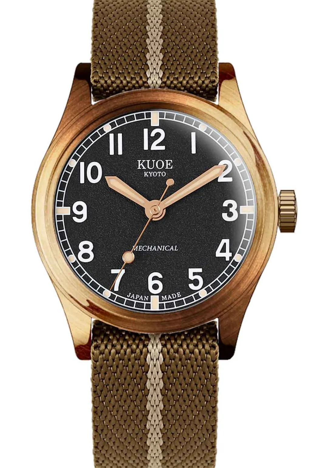 Clearance KUOE Watch OLD SMITH 90-002 - 38mm - Bronze Case Ivory Dial - Khaki Beige