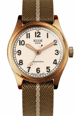 Hot KUOE Watch OLD SMITH 90-002 - 38mm - Bronze Case Black Dial - Khaki Beige