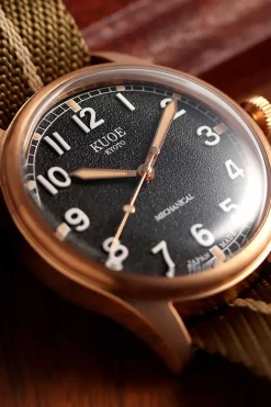 Clearance KUOE Watch OLD SMITH 90-002 - 38mm - Bronze Case Ivory Dial - Khaki Beige