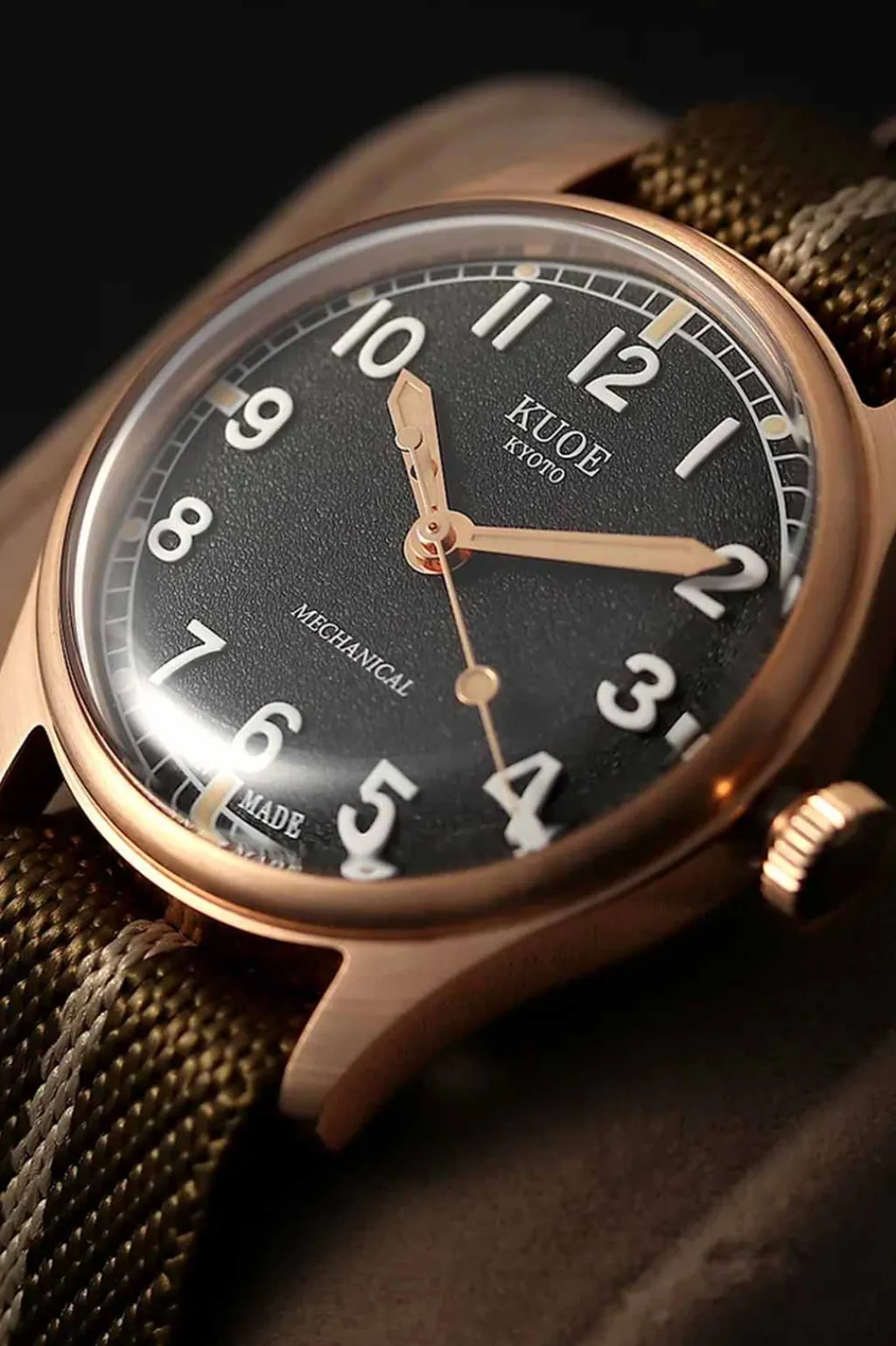 Clearance KUOE Watch OLD SMITH 90-002 - 38mm - Bronze Case Ivory Dial - Khaki Beige