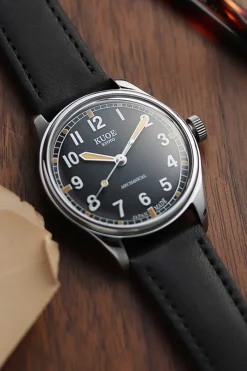 Hot KUOE Watch OLD SMITH 90-002 Automatic - Black Dial Black Strap