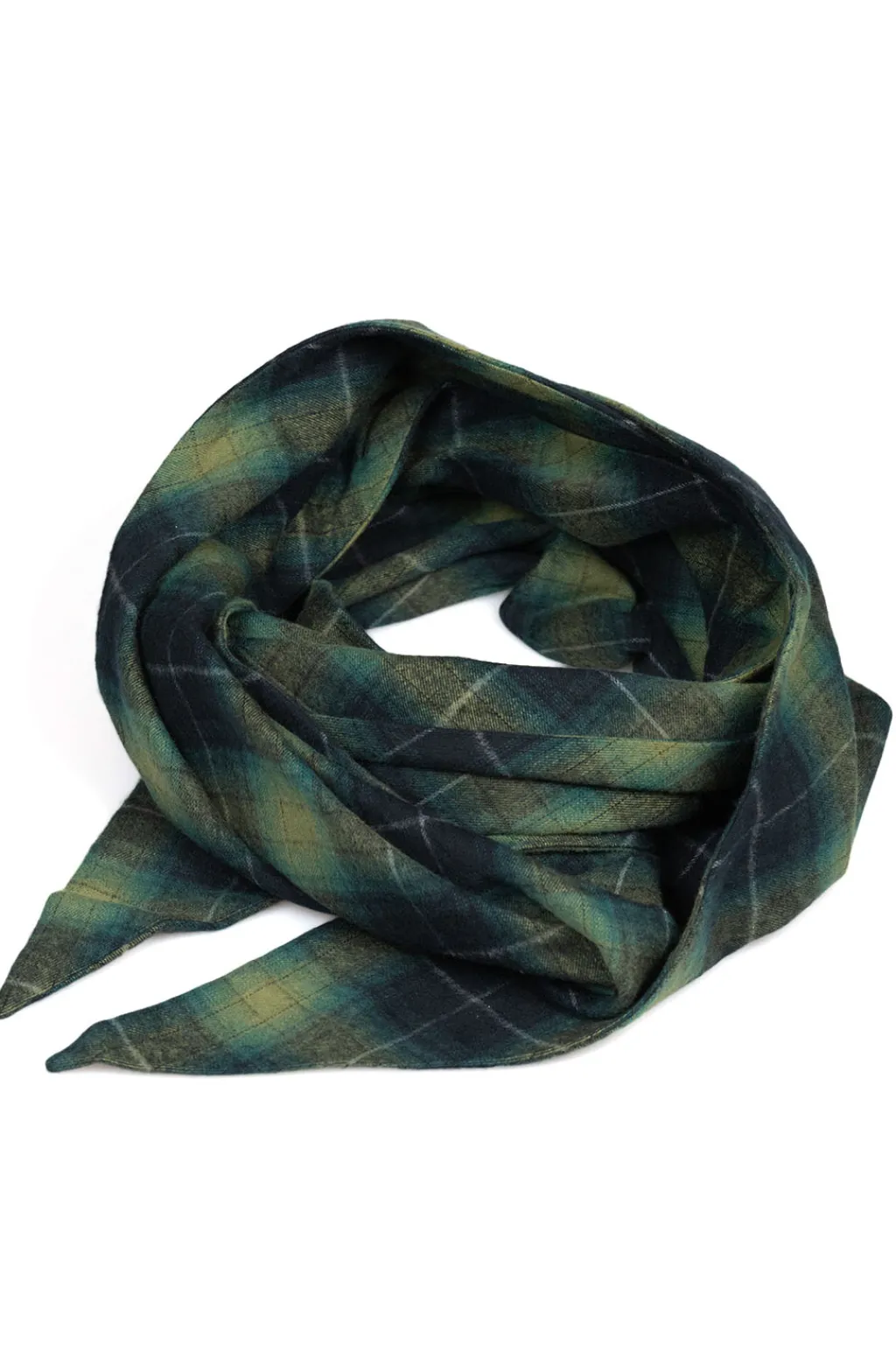 Hot ts(s) Ombre Plaid Cotton Flannel Cloth Bias Cut Scarf-Navy