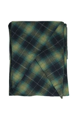 New ts(s) Ombre Plaid Cotton Flannel Cloth Bias Cut Scarf-Navy