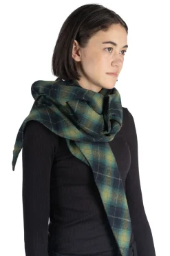 Hot ts(s) Ombre Plaid Cotton Flannel Cloth Bias Cut Scarf-Navy