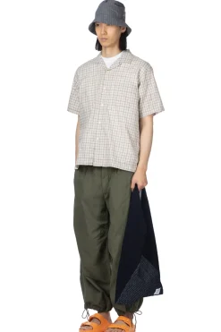 New Nanamica Open Collar Panama Plaid SS Shirt - Beige