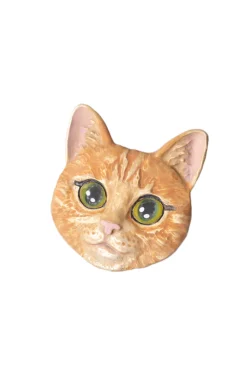 Fashion Palnart Poc Orange Cat Brooch - Brown