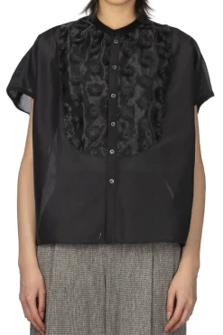 Fashion Manon Organdy French Blouse - Black