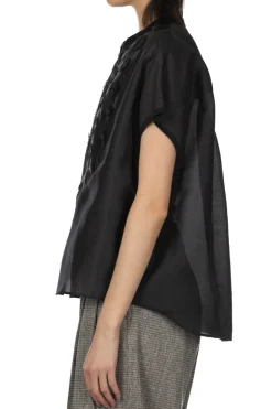 Fashion Manon Organdy French Blouse - Black