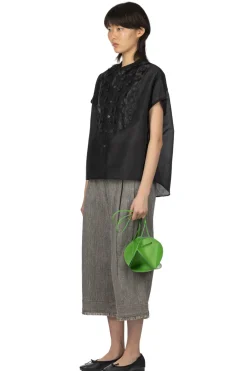 Fashion Manon Organdy French Blouse - Black