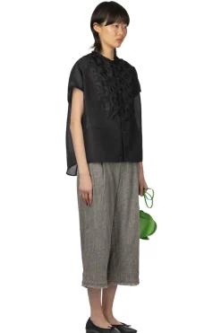 Fashion Manon Organdy French Blouse - Black