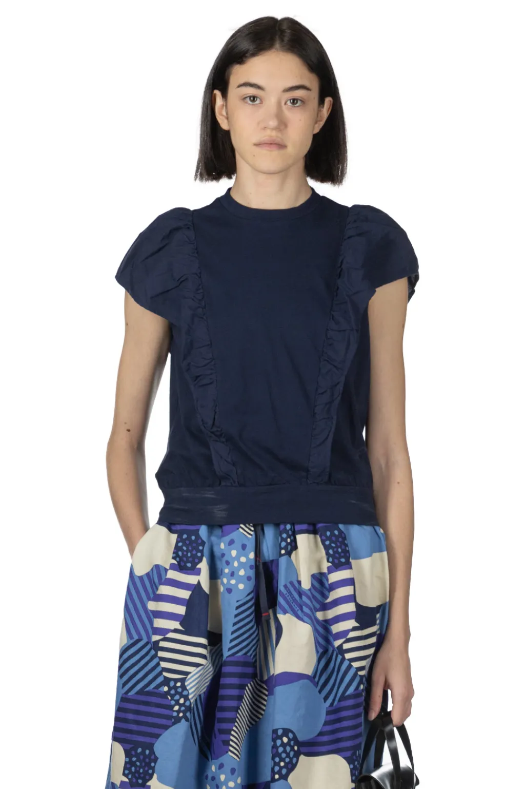 Discount Tigre Brocante Organic Cotton Frill Switch Shirt - Navy