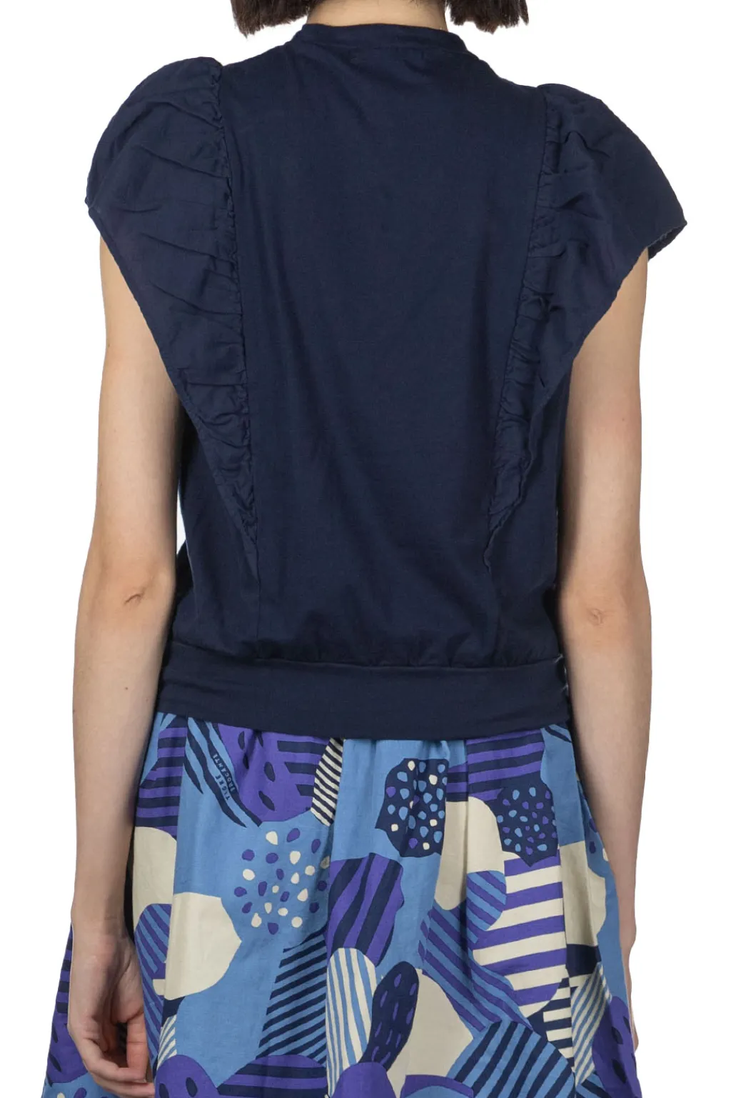 Discount Tigre Brocante Organic Cotton Frill Switch Shirt - Navy
