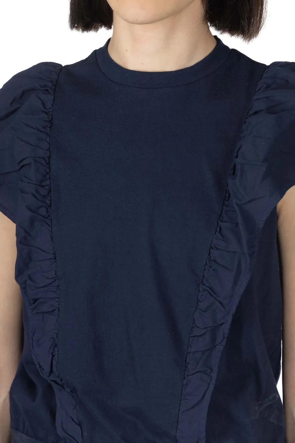 Discount Tigre Brocante Organic Cotton Frill Switch Shirt - Navy