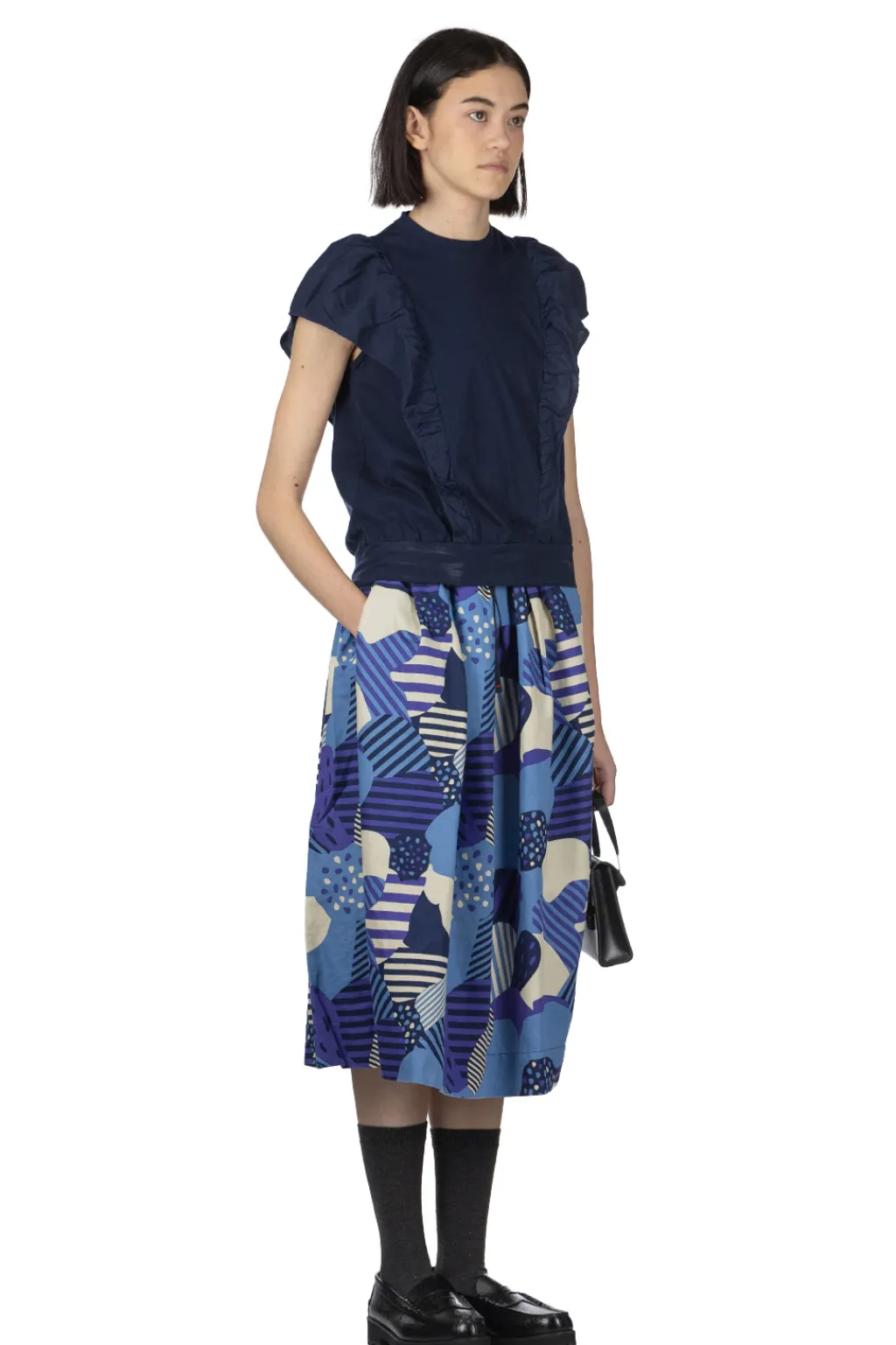 Discount Tigre Brocante Organic Cotton Frill Switch Shirt - Navy