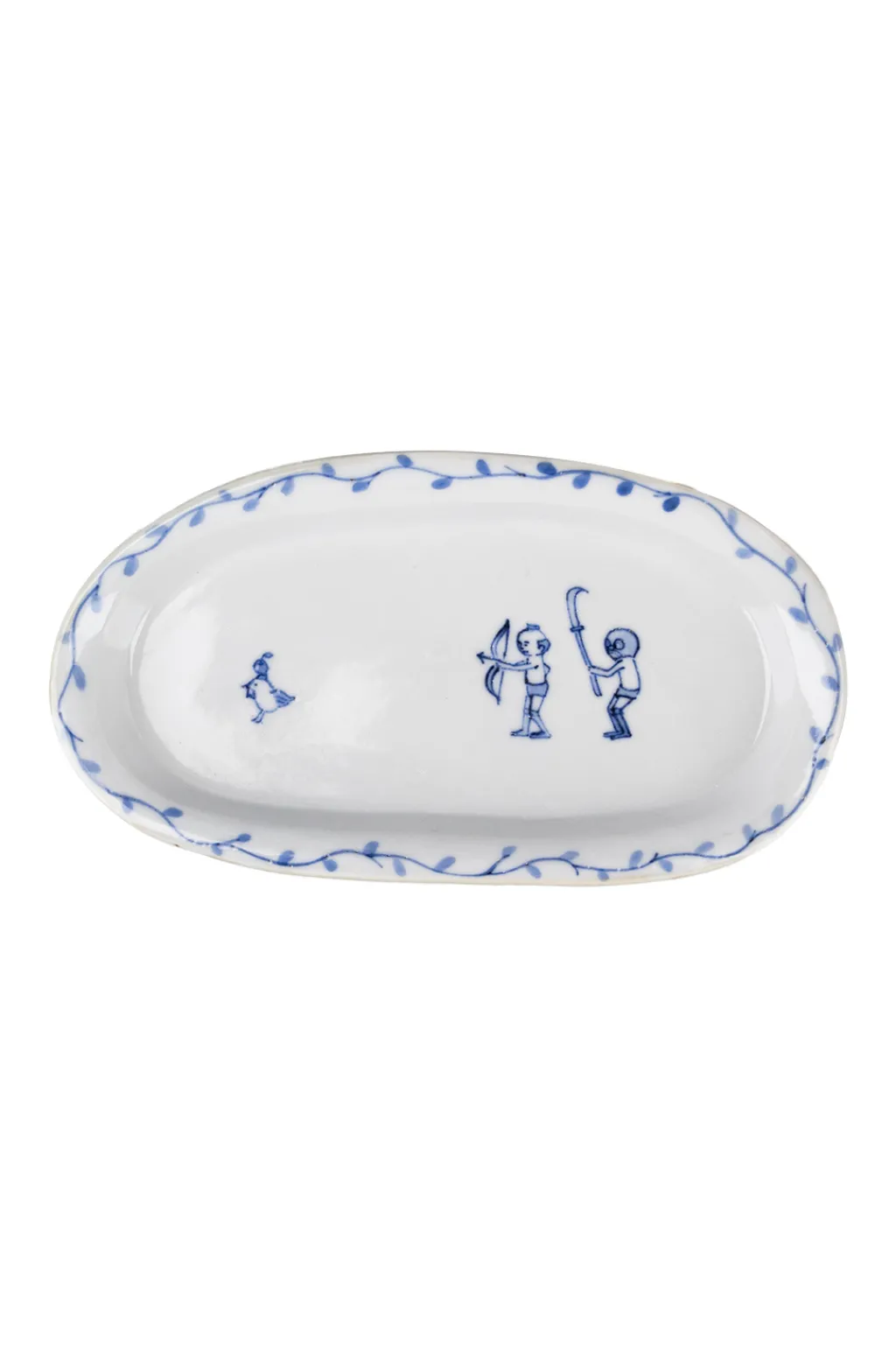 Online Motif Ceramic and Art Oval Small Plate - Apple Shooting