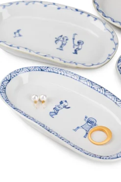 Online Motif Ceramic and Art Oval Small Plate - Apple Shooting