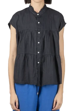 New Manon Overdye Linen Blouse - Dark Navy