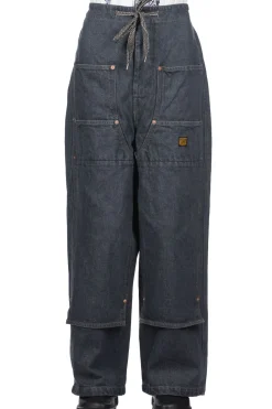 Fashion Kapital 14oz BLKxECR Denim W-Knee EASY Baggy Pants - BNA