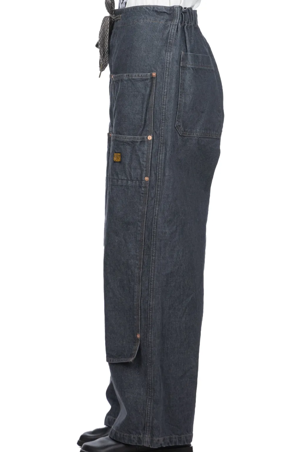 Fashion Kapital 14oz BLKxECR Denim W-Knee EASY Baggy Pants - BNA
