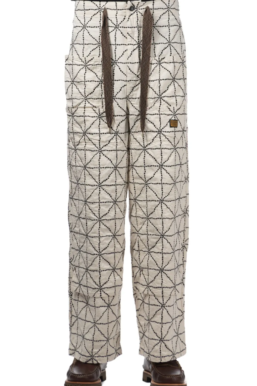 Clearance Kapital 8oz Color Denim FOLD DOJO W-Knee EASY Baggy Pants - Natural