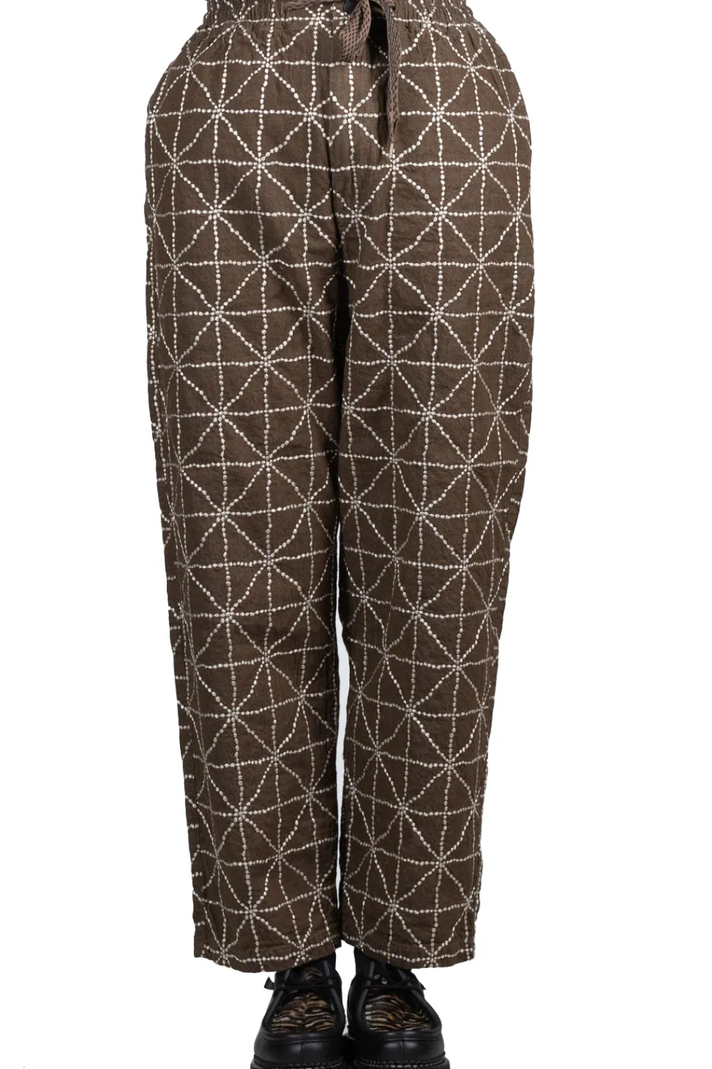 Sale Kapital 8oz Color Denim FOLK-DOJO Sashiko EASY Pants - Brown