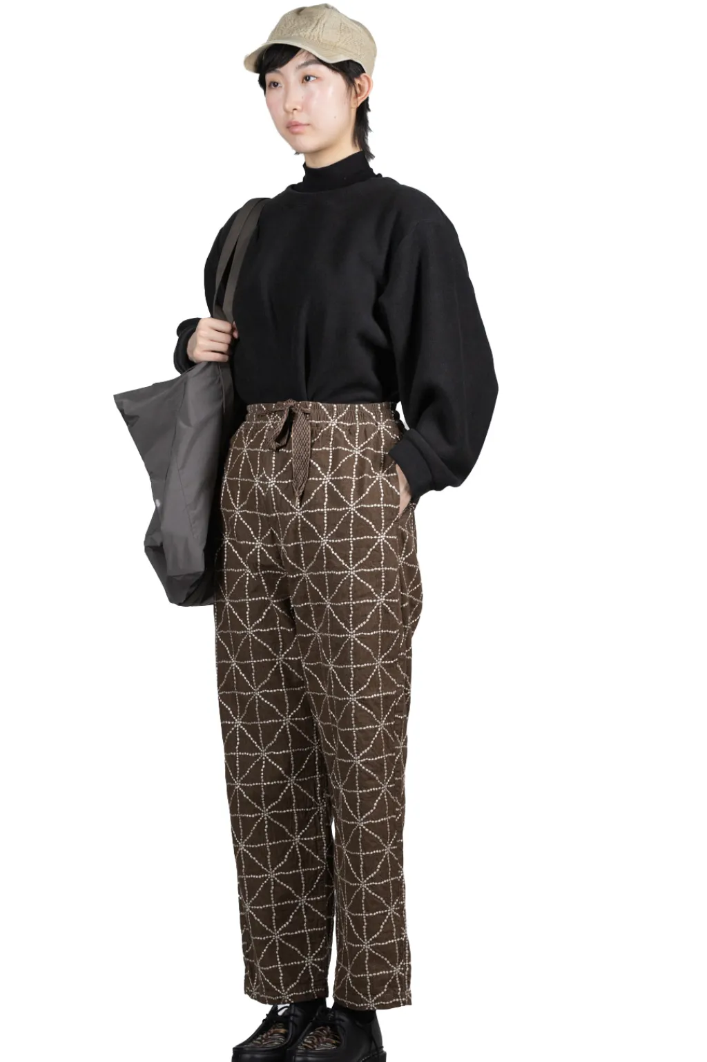 Sale Kapital 8oz Color Denim FOLK-DOJO Sashiko EASY Pants - Brown