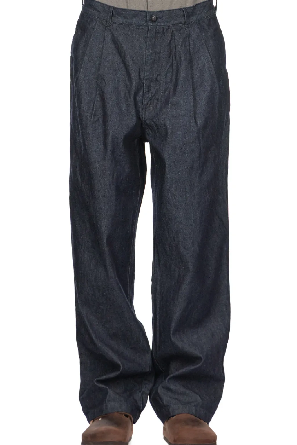 Clearance Still by Hand 10oz Denim 2 Tuck Pants - Navy