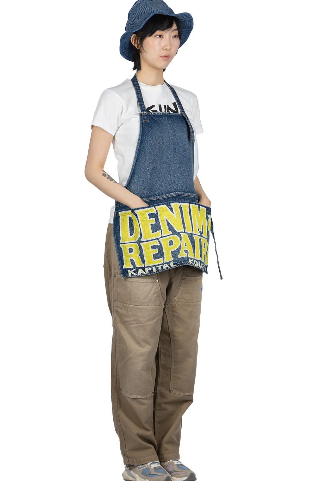 Online Kapital 13oz Denim Damaged AD Apron (DENIM REPAIRS) - 2 Colors