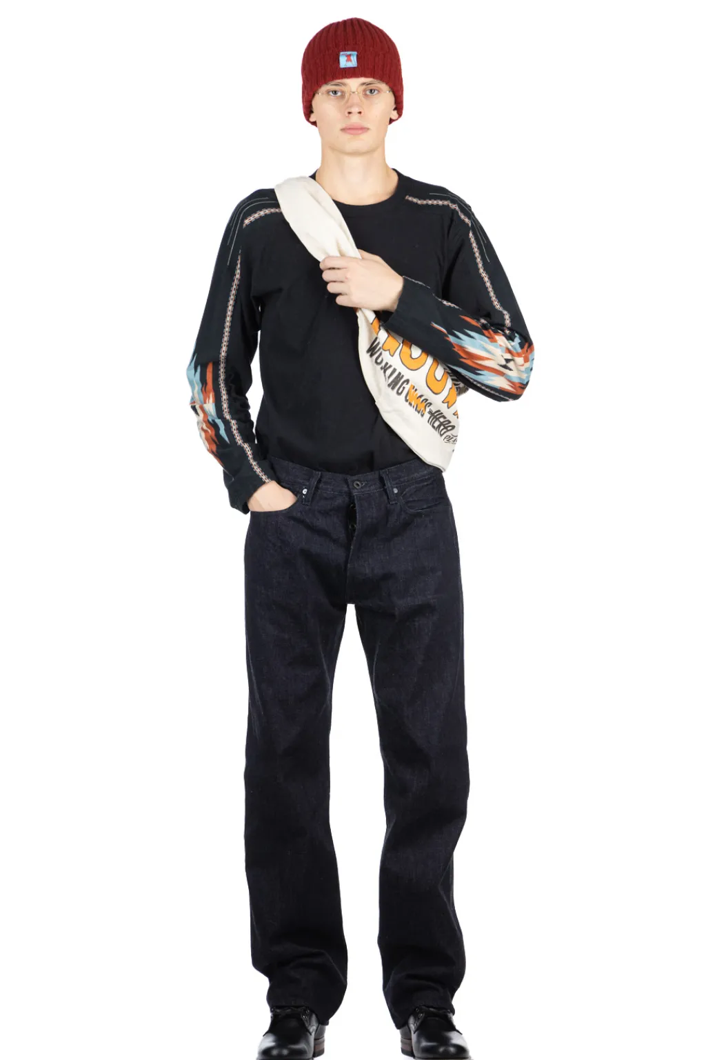 Discount Kapital 14oz Denim 5P TH Straight (BLK-Thread)
