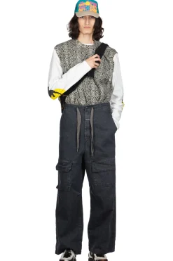 Outlet Kapital 14oz Denim SHOVEL Baggy Pants - Black x Natural
