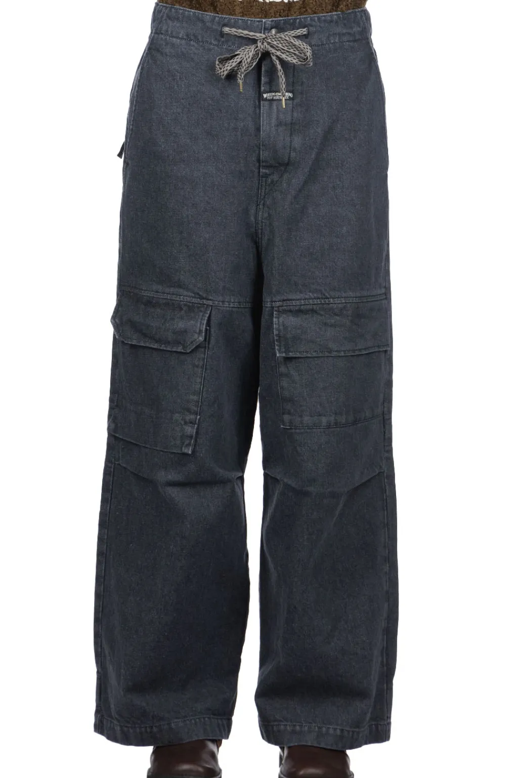 Discount Kapital 14oz Denim SHOVEL Baggy Pants - Black x Natural