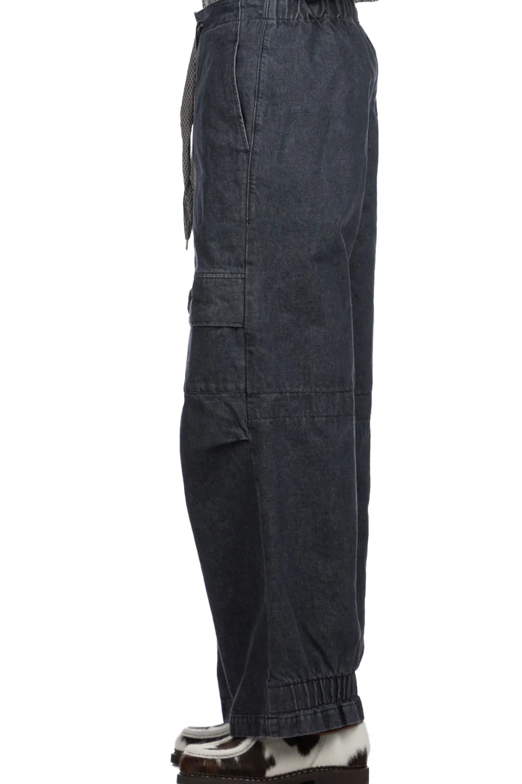 Outlet Kapital 14oz Denim SHOVEL Baggy Pants - Black x Natural