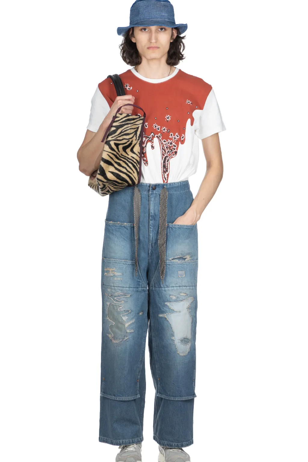 Sale Kapital 14oz Denim W-Knee EASY Baggy Pants - DIXIE LUMBER Remake