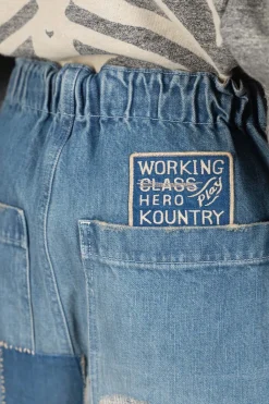 Sale Kapital 14oz Denim W-Knee EASY Baggy Pants - DIXIE LUMBER Remake