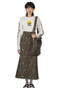 Best Kapital 12oz MAGPIE Denim High Waisted Maxi Skirt - Black x Beige
