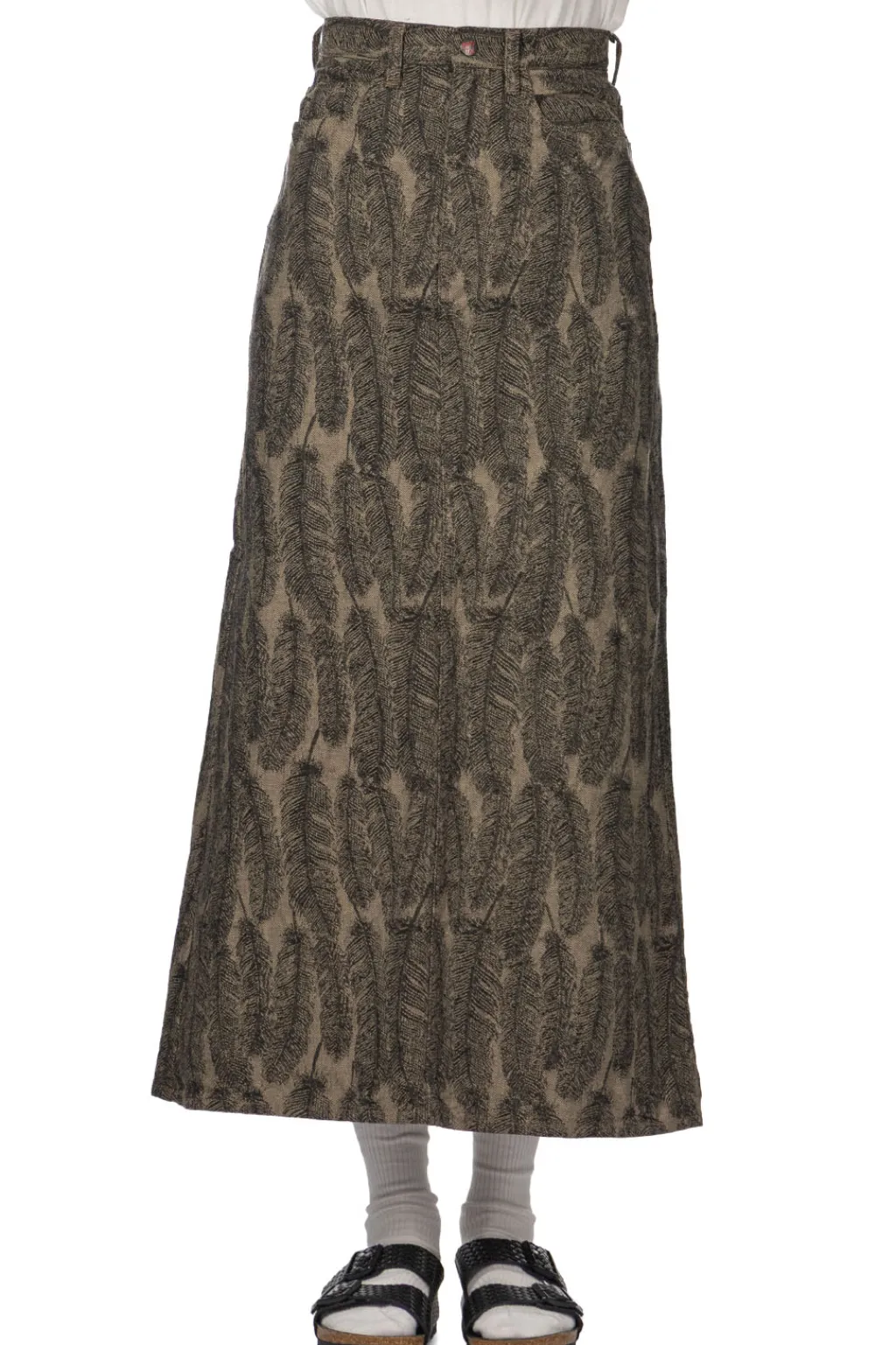 Best Kapital 12oz MAGPIE Denim High Waisted Maxi Skirt - Black x Beige