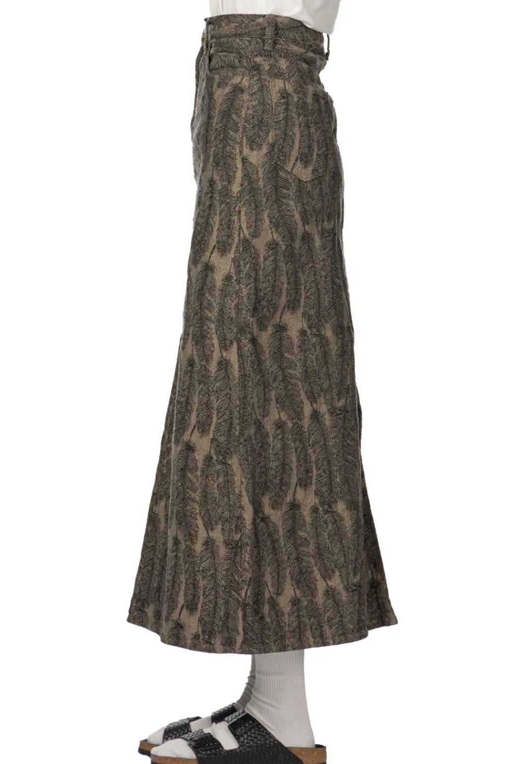 Best Kapital 12oz MAGPIE Denim High Waisted Maxi Skirt - Black x Beige