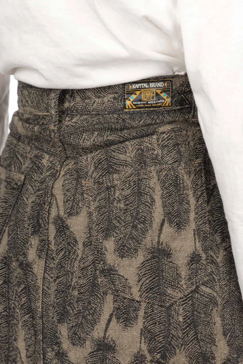 Best Kapital 12oz MAGPIE Denim High Waisted Maxi Skirt - Black x Beige