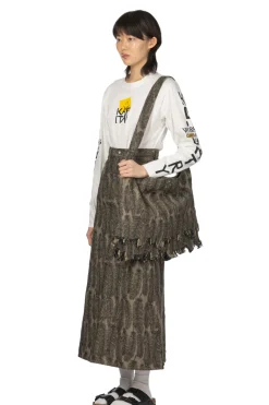Best Kapital 12oz MAGPIE Denim High Waisted Maxi Skirt - Black x Beige