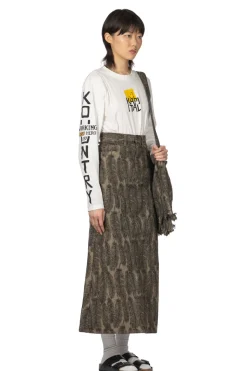 Best Kapital 12oz MAGPIE Denim High Waisted Maxi Skirt - Black x Beige