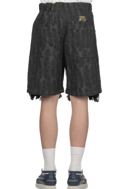 Clearance Kapital 12oz Magpie Denim W-Knee Easy Short Pants - Black x Black