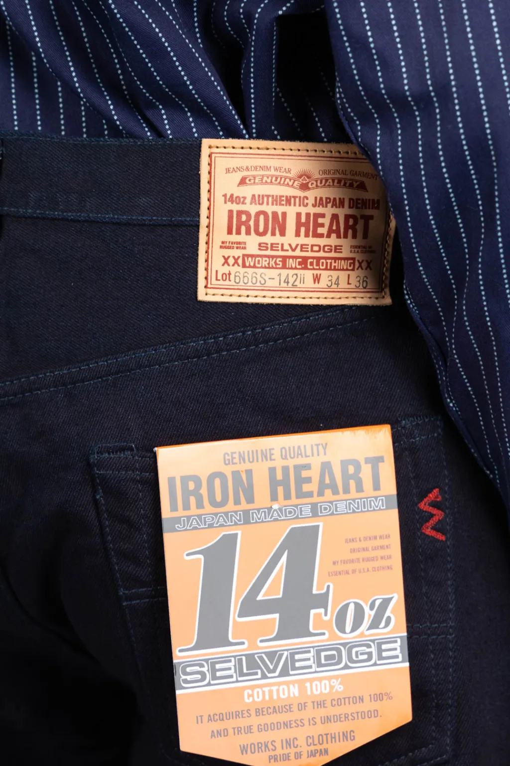 Discount Iron Heart 14oz Selvedge Denim Slim Straight Cut Jeans - Indigo