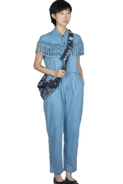 Sale Kapital 5.5oz x 8oz Denim Fringe Jumpsuit