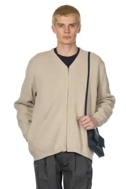 Online Still by Hand Paper Mixed Zip Up Cadigan - Oatmeal