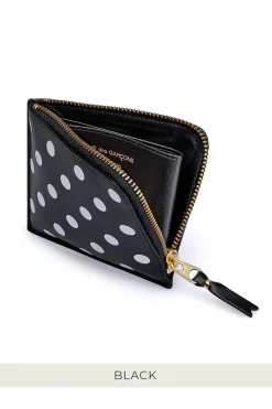 Fashion Comme Des Garcons Wallets Polka Dot Printed Leather Zip Wallet - 3 Colour Choices