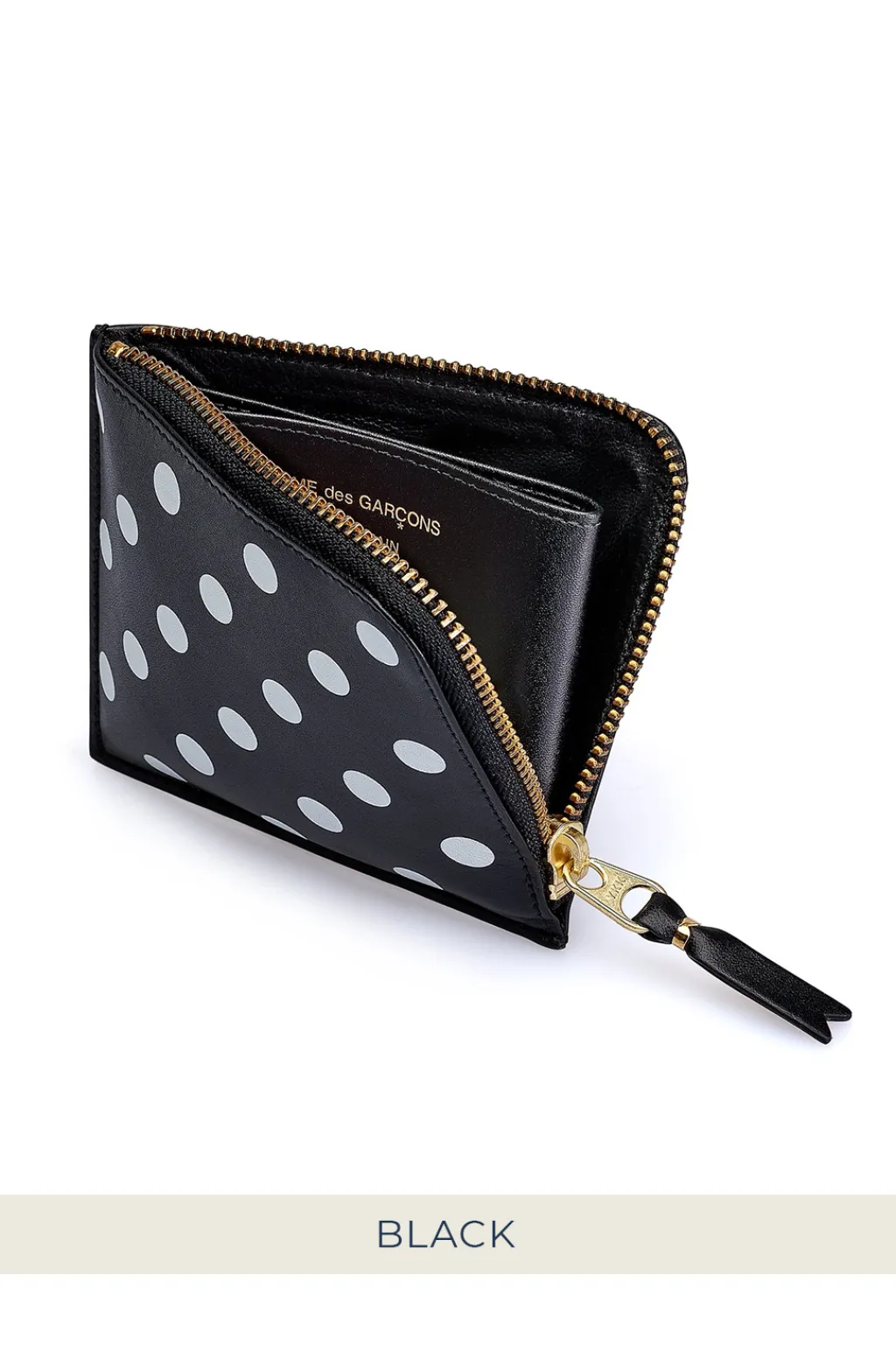 Fashion Comme Des Garcons Wallets Polka Dot Printed Leather Zip Wallet - 3 Colour Choices