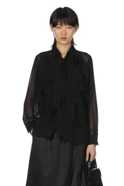 Outlet Comme Des Garcons Comme Des Garcons Polyester Georgette Blouse - Black
