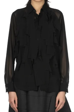 Outlet Comme Des Garcons Comme Des Garcons Polyester Georgette Blouse - Black